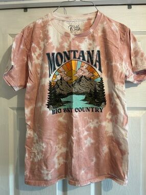 Cold Crush Montana Big Sky Country Tie-Dye Tee - Pink & White